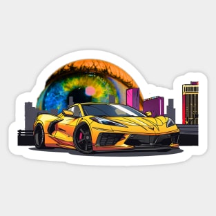 C8 Corvette Las Vegas Skyline Supercar Racecar Muscle Car Sportscar Las Vegas Sphere Corvette C8 Sticker